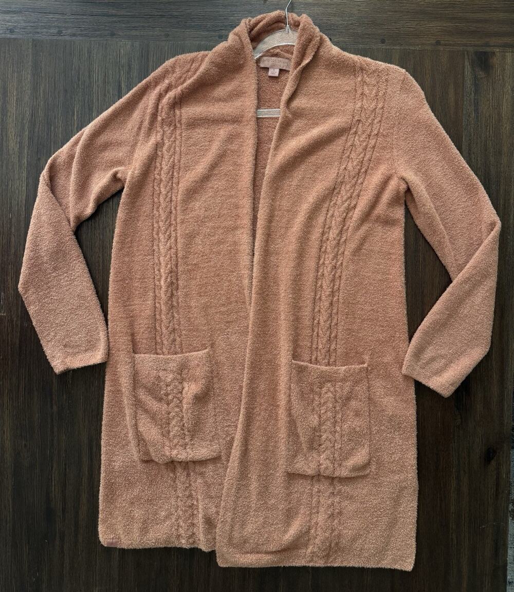 Barefoot Dreams Cozy Chic Sweater Cardigan Terracotta Clay Small